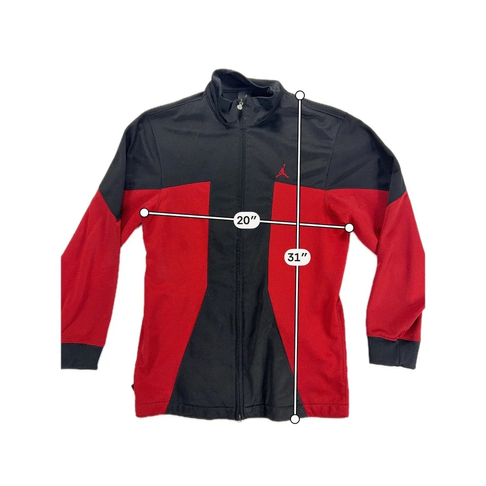 VTG Jordan Womens Track Jacket Full Zip Black‎ Red Colorblock Athletic Jacket M